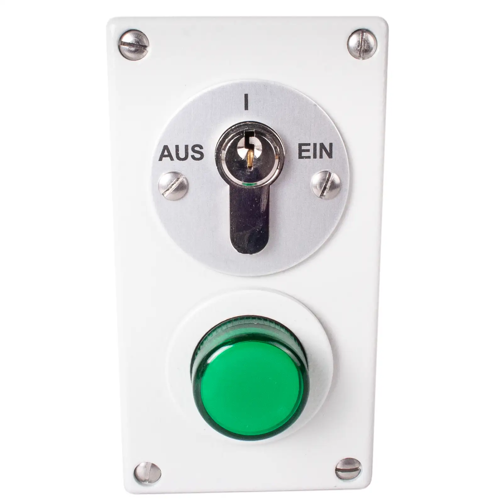 Schlüsselschalter aufputz, rastend mit grünem Leuchtmelder APB2-1RL