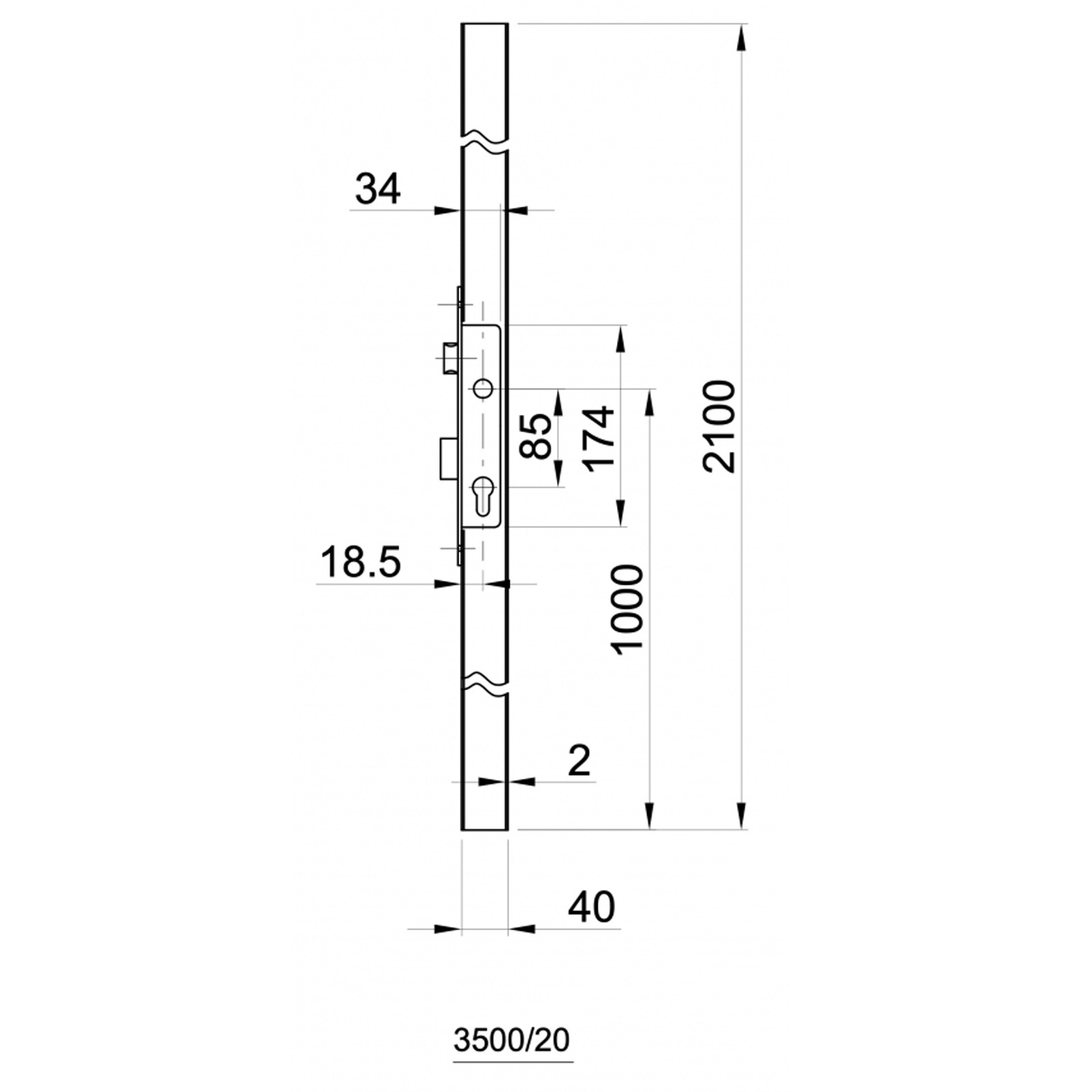 Rahmenprofil mit Aussparung für Einsteckschloss IB 3500/20