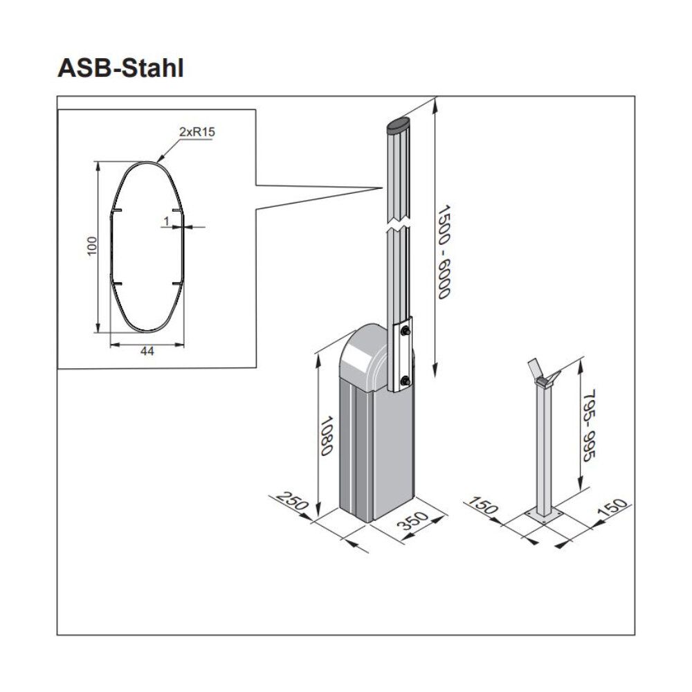 Parkschranke ASB-Stahl komplette Schrankenanlage inkl. Handsender